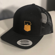 Load image into Gallery viewer, Bearded Iowa Trucker Hat-Black/Gold