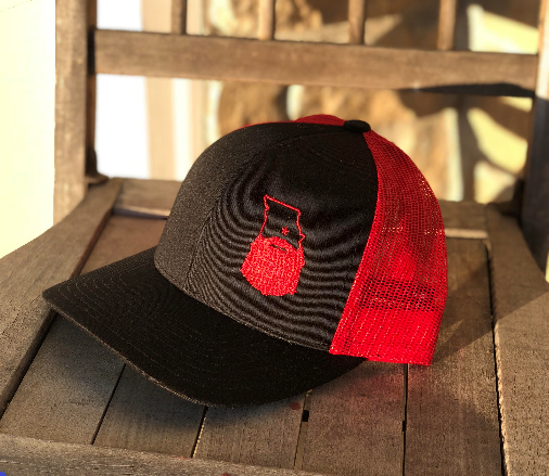 Bearded Missouri Trucker Hat-Black/Red