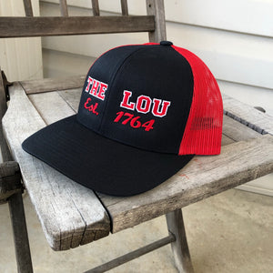 “The Lou” SnapBack Trucker Mesh Hat-Navy/Red