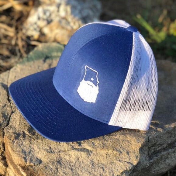 Bearded Missouri Trucker Hat-Blue/White
