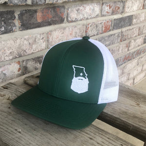 Bearded Missouri Trucker Hat-Dark Green/White