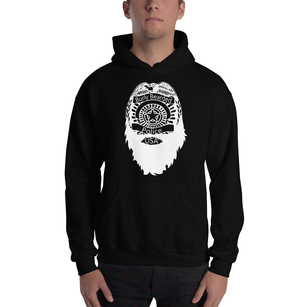 Bearded Police Hooded Sweatshirt (white print)